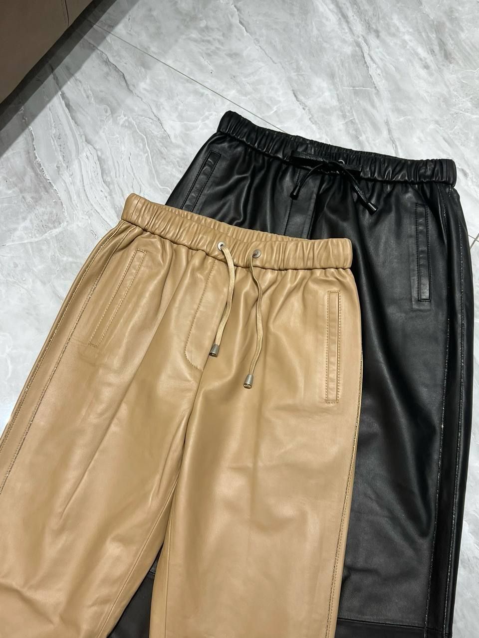 Женские кожаные брюки Brunello Cucinelli